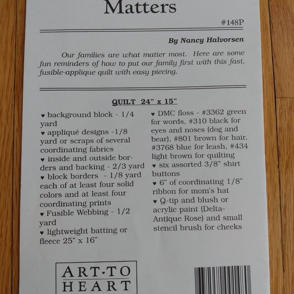 Vintage Family Applique Quilt Sewing Pattern by Art to Heart UNCUT - Picture 3 of 7